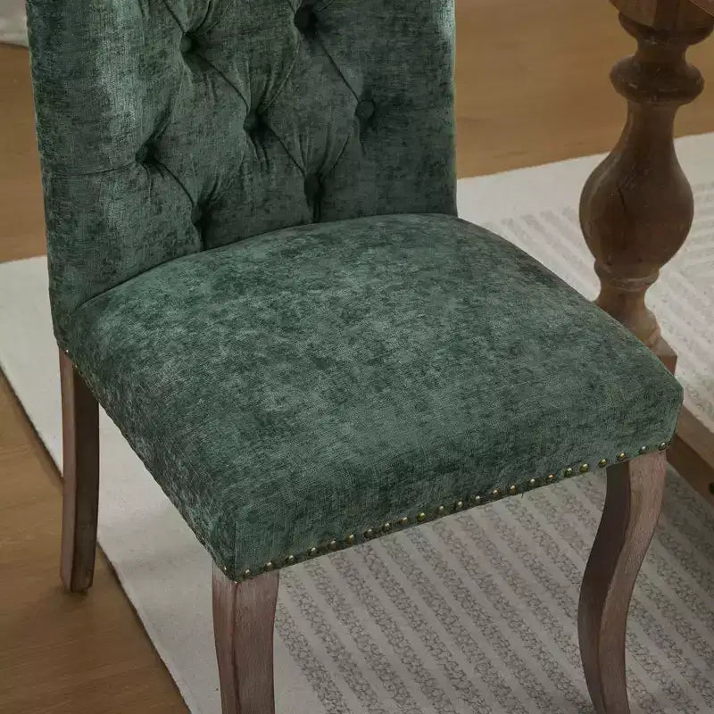 Sedia da pranzo imbottita in tessuto Maude Chenille con borchie decorative (Set di 2)