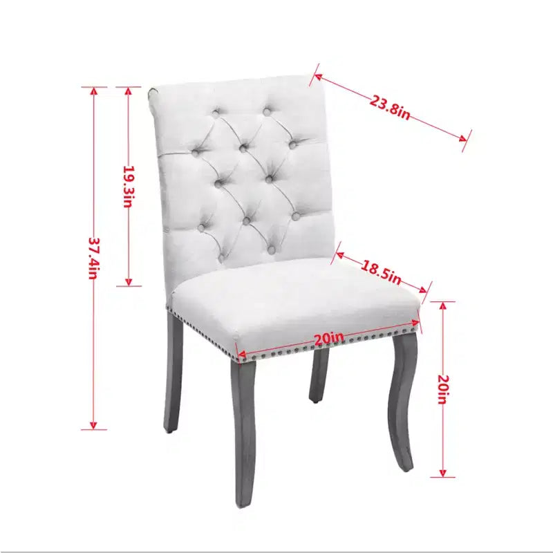 Sedia da pranzo imbottita in tessuto Maude Chenille con borchie decorative (Set di 2)