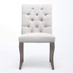 Sedia da pranzo imbottita in tessuto Maude Chenille con borchie decorative (Set di 2)
