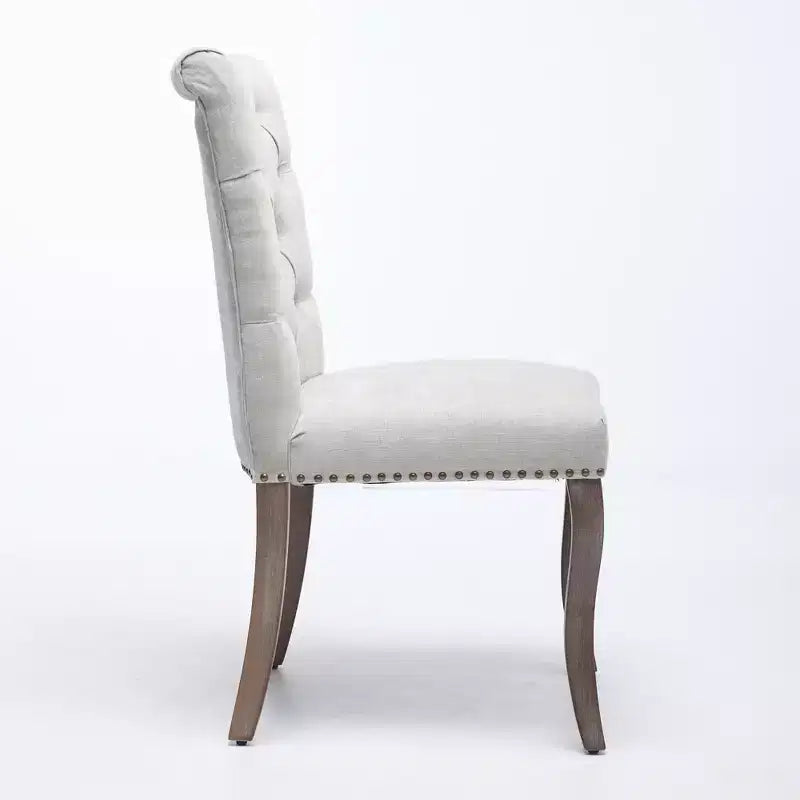 Sedia da pranzo imbottita in tessuto Maude Chenille con borchie decorative (Set di 2)
