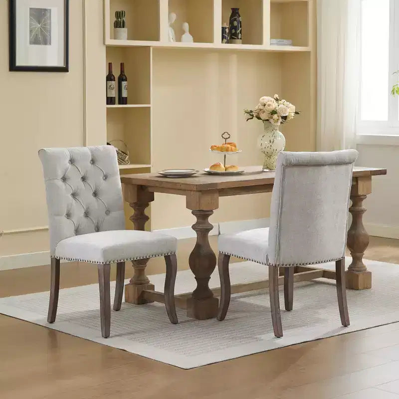 GDFStudio Maude Chenille Fabric Upholstered Dining Chair with Nailhead Trim (Set of 2)