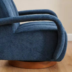 Poltrona Girevole Art Leon, Poltrona Moderna Imbottita in Tessuto, Poltrona Singola con Base in Legno Massello