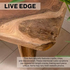 JONATHAN Y Stumpy 35.4 Panca da Ingresso Artigianale Rustica Minimalista in Legno Massello di Teak con Bordo Naturale
