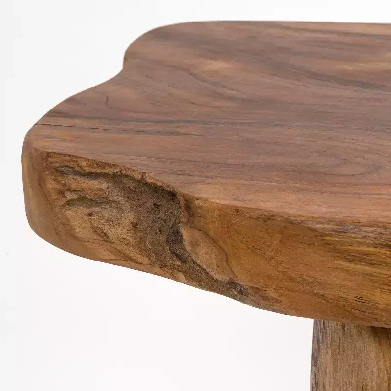 JONATHAN Y Stumpy 35.4 Panca da Ingresso Artigianale Rustica Minimalista in Legno Massello di Teak con Bordo Naturale