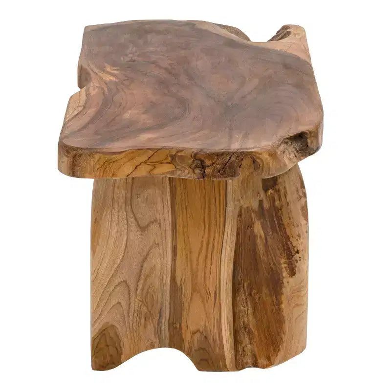 JONATHAN Y Stumpy 35.4 Panca da Ingresso Artigianale Rustica Minimalista in Legno Massello di Teak con Bordo Naturale