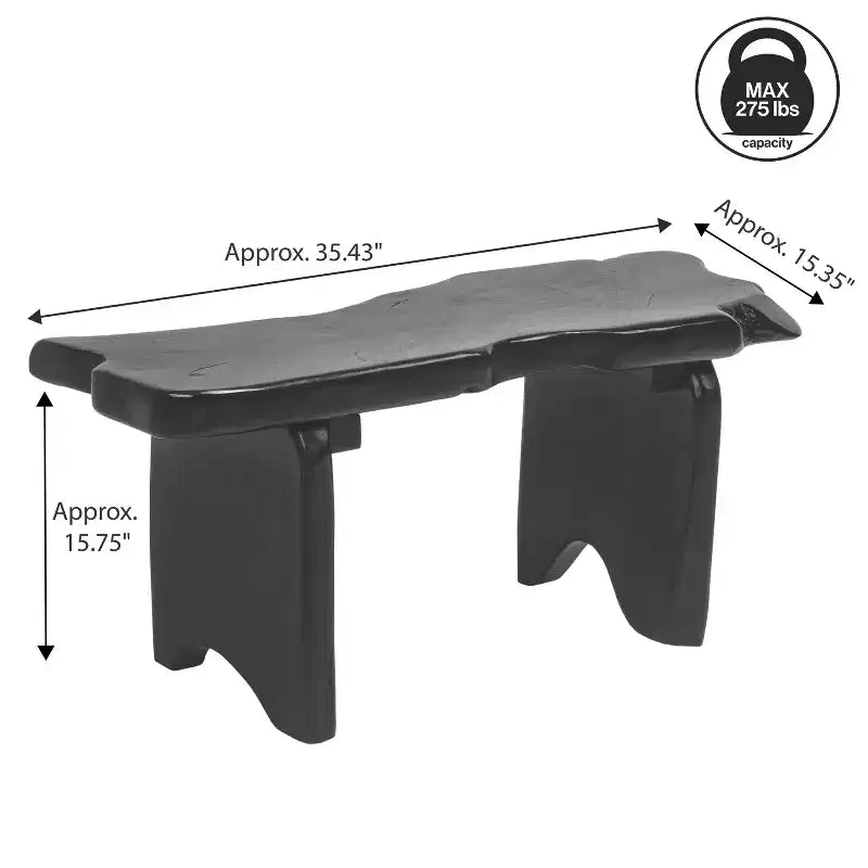 JONATHAN Y Stumpy 35.4 Panca da Ingresso Artigianale Rustica Minimalista in Legno Massello di Teak con Bordo Naturale