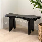 JONATHAN Y Stumpy 35.4 Handcrafted Rustic Minimalist Live Edge Solid Teak Wood Entryway Bench