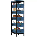 Scaffale portaoggetti da cucina a 5 ripiani stretto con cestelli estraibili, organizer multiuso salvaspazio per frutta, verdura, snack, soggiorno, bagno