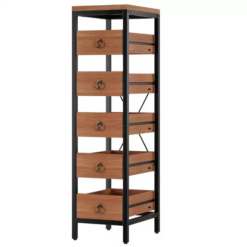 Scaffale portaoggetti da cucina a 5 ripiani stretto con cestelli estraibili, organizer multiuso salvaspazio per frutta, verdura, snack, soggiorno, bagno