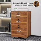 VINGLI Classificatore a 3 cassetti con serratura, cassettiere in legno con ruote per ufficio, mobile porta stampante, organizer per documenti sotto la scrivania
